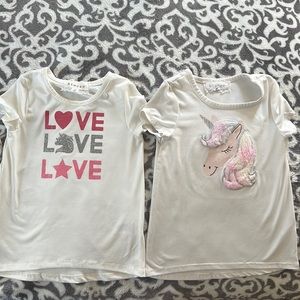 Two shirts (1- unicorn & 1- Love shirt)
